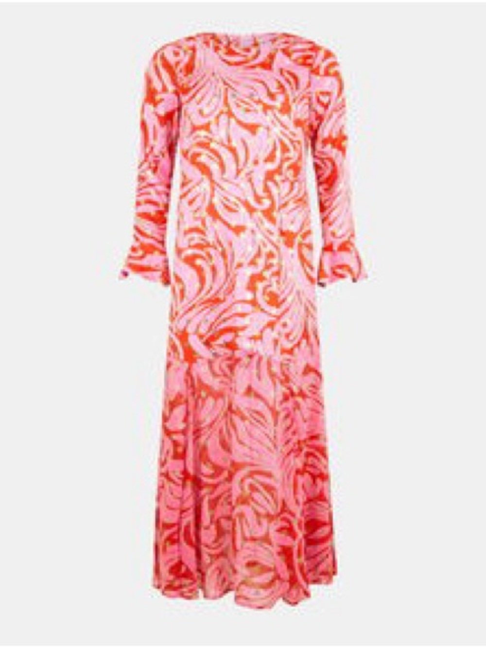 Never Fully Dressed Pink and Coral Long Sleeve Maxi Dress